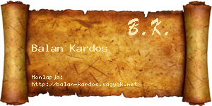Balan Kardos névjegykártya
